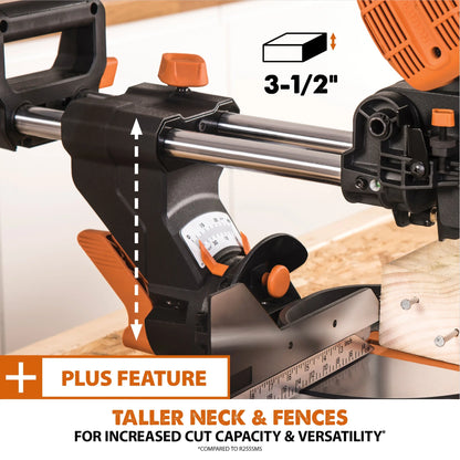 Evolution R255SMS-DB+: Dual Bevel Sliding Miter Saw With 10 in. Multi-Material Cutting Blade