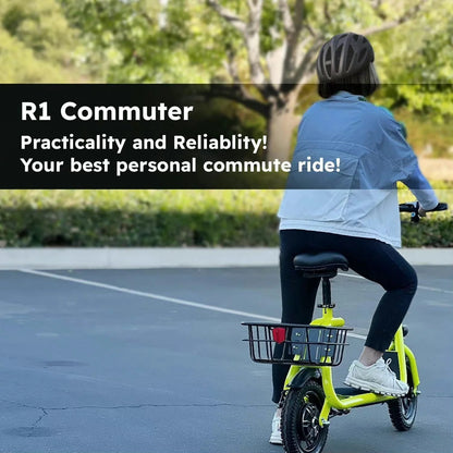 Dazone Electric Scooter Ebike, 450W 36V 12.5 Miles Long-range Battery Foldable Easy Carry Portable Design, Adult Electric Bicycle Scooter Up to 15.5 mph Commuter Scooter, 12 in Tires Off-Road, Yellow