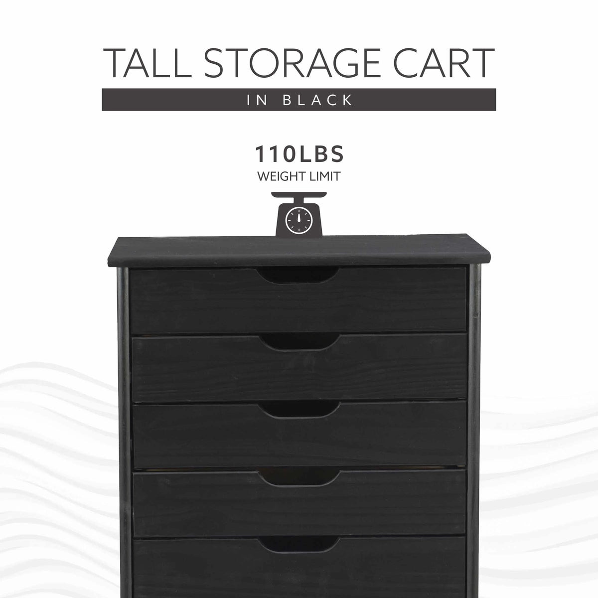 Linon Callie Eight Drawer Rolling Storage Cart in Natural Stained Wood