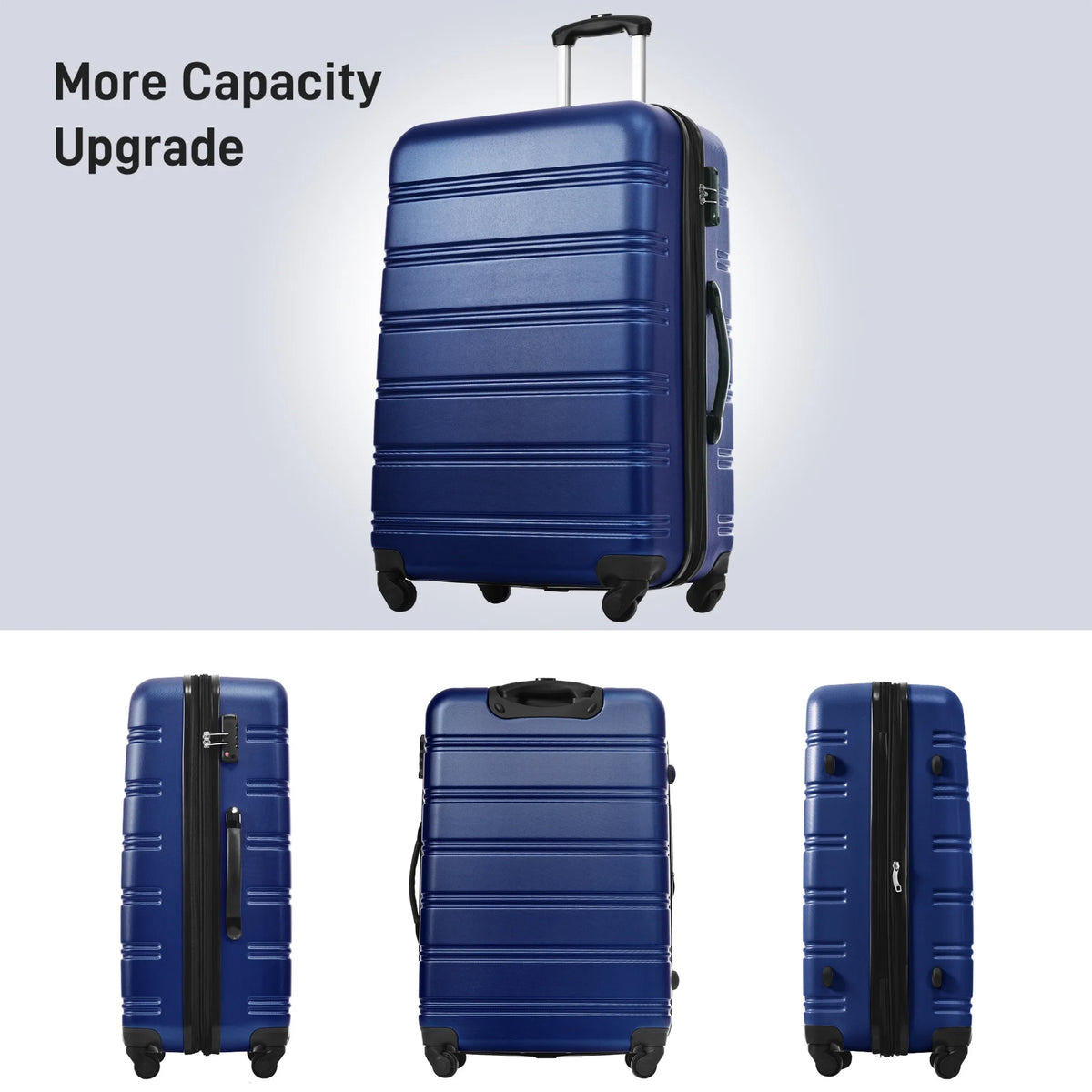 3 Piece ABS Luggage Set, Luggage with Spinner Wheel & TSA  20/24/28 inch, Purple