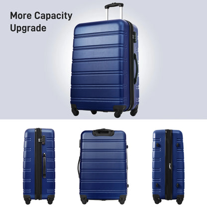 3 Piece ABS Luggage Set, Luggage with Spinner Wheel & TSA  20/24/28 inch, Purple