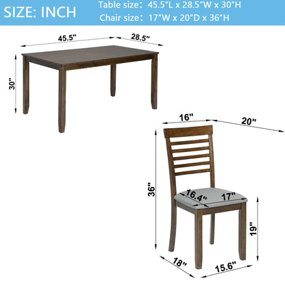 Sesslife 5 Piece Dining Set with One Rectangle Table and 4 Upholstered Chairs for 4 Persons, Dining Room Table Set for Small Place(Table+4 Chairs)