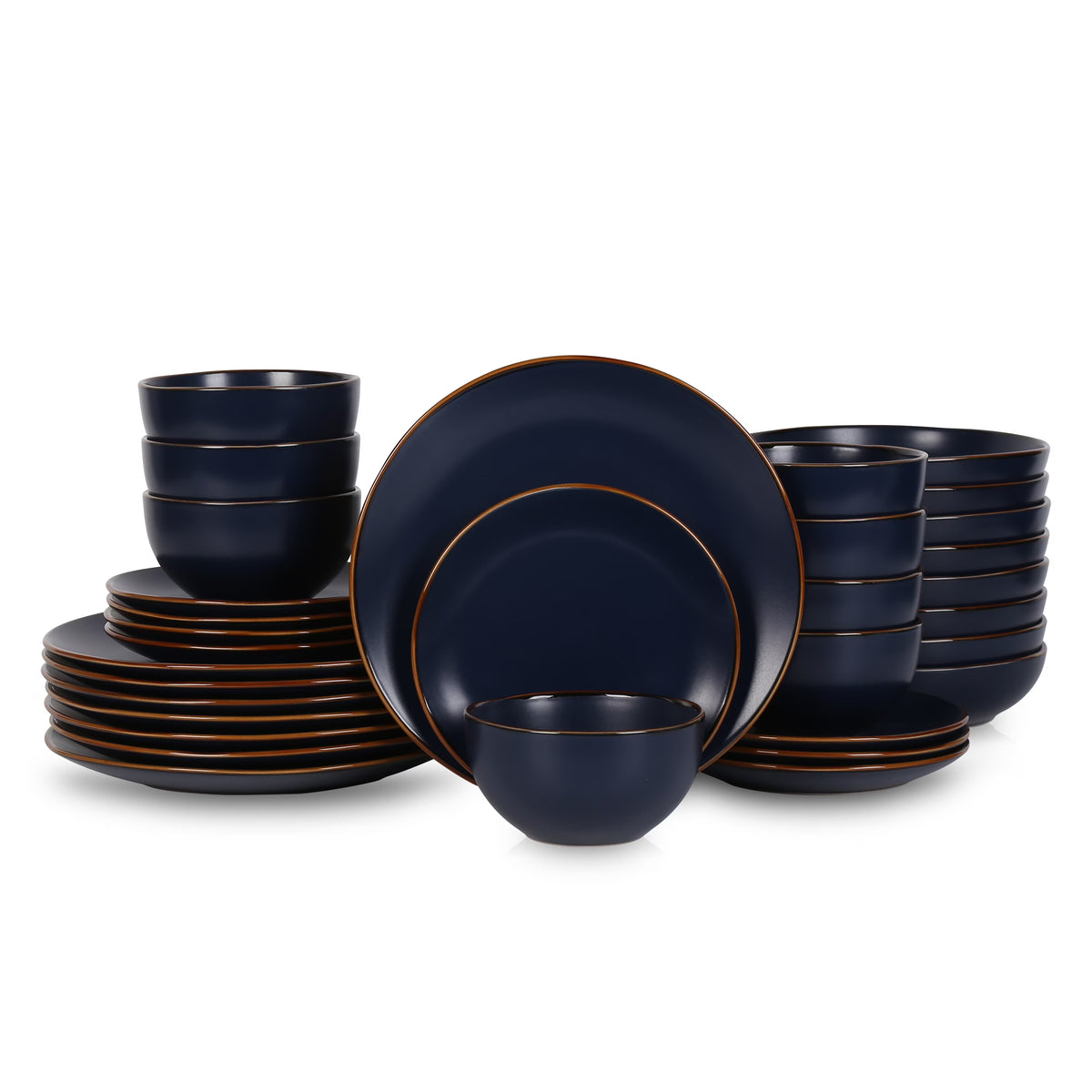 Stone + Lain Brasa Stoneware Collection Dinnerware Set, 32-Piece Service for 8, Blue