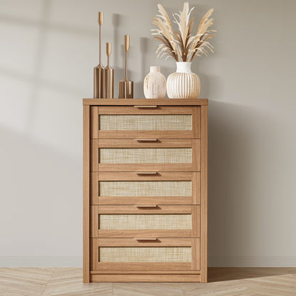 ARKANTOS Wooden 6 Drawer Double Dressers, Wide Chests of Drawers for Bedroom, Natural Oak