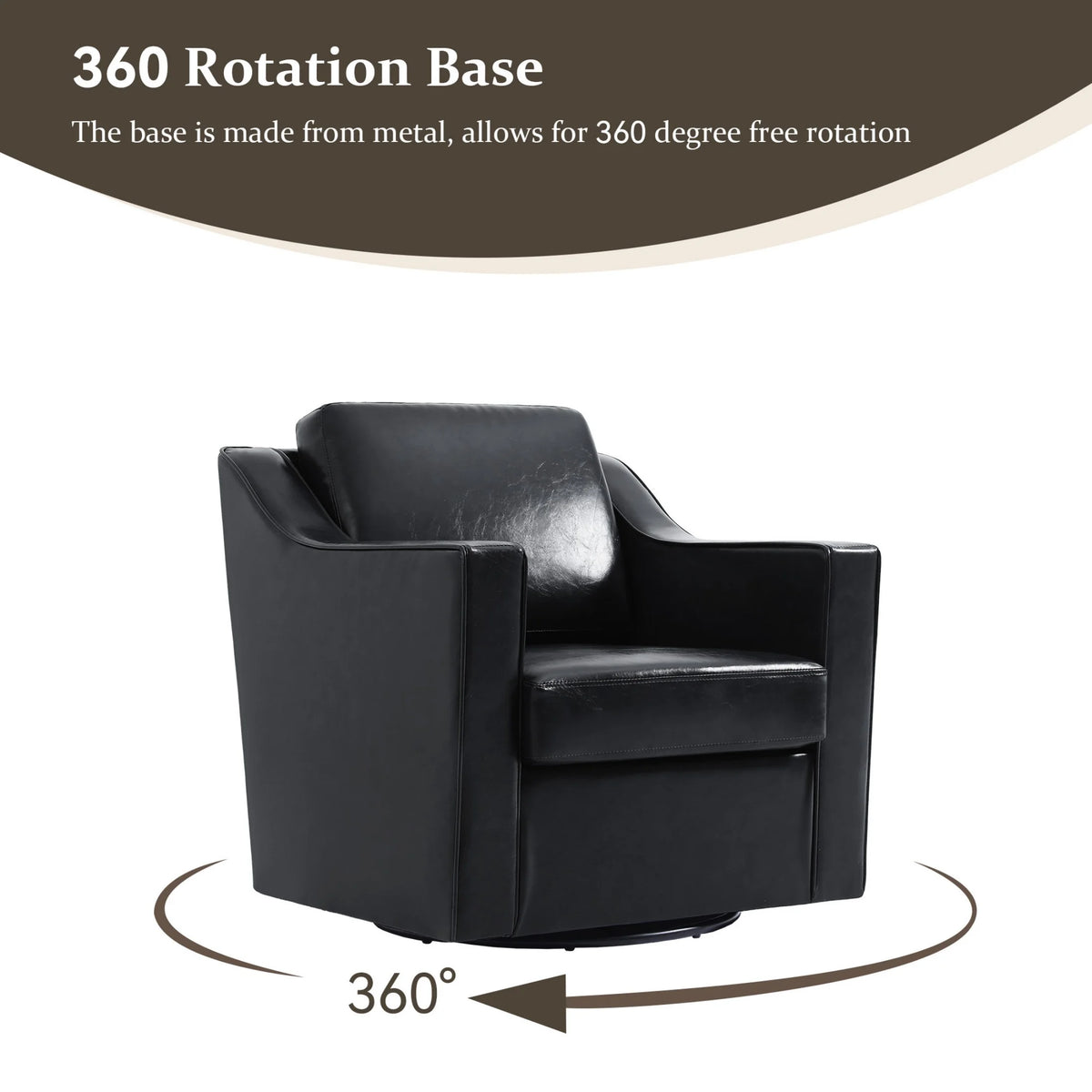 Swivel Accent Chair for Living Room, Modern Upholstered Barrel Arm Chair with Plump Back Pillow, Comfy Club Sofa Reading Chair for Adults (Chenille Navy, Set of 1)