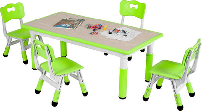 Arlopu Toddler Table and Chair Set Height Adjustable, Kids Activity Table for Reading, Drawing, Eating, Studying, Max 220lbs