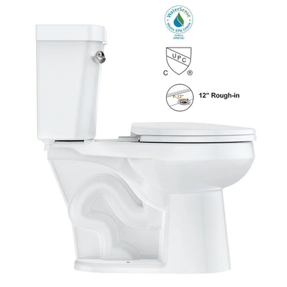 Two-Piece Elongated 1.28 GPF Siphonic Flush Toilet with Soft Close Seat, Universal Height ADA Cotton White (Toilet Seat Included)