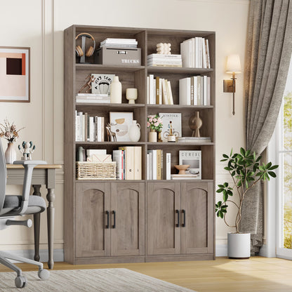 Homfa 73�� Tall Bookcases with Doors, 8 Cubes 6-Tier Double Row Bookshelf, White Bookcase for Living Room Home Office