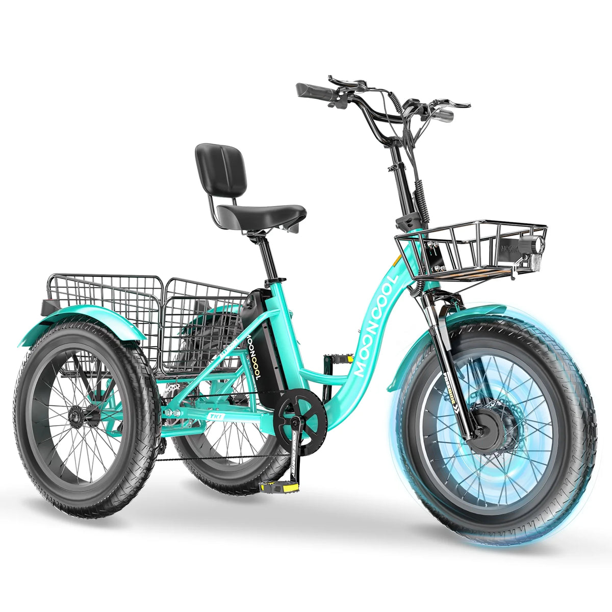 20" x 4" Fat Tire Electric Tricycle for Adult, 7 Speeds Electric Trike 48V 500W Motorized Tricycle , Electric Three Wheels Bicycle for Senior, Aluminum Frame & Rear Basket ,16mph