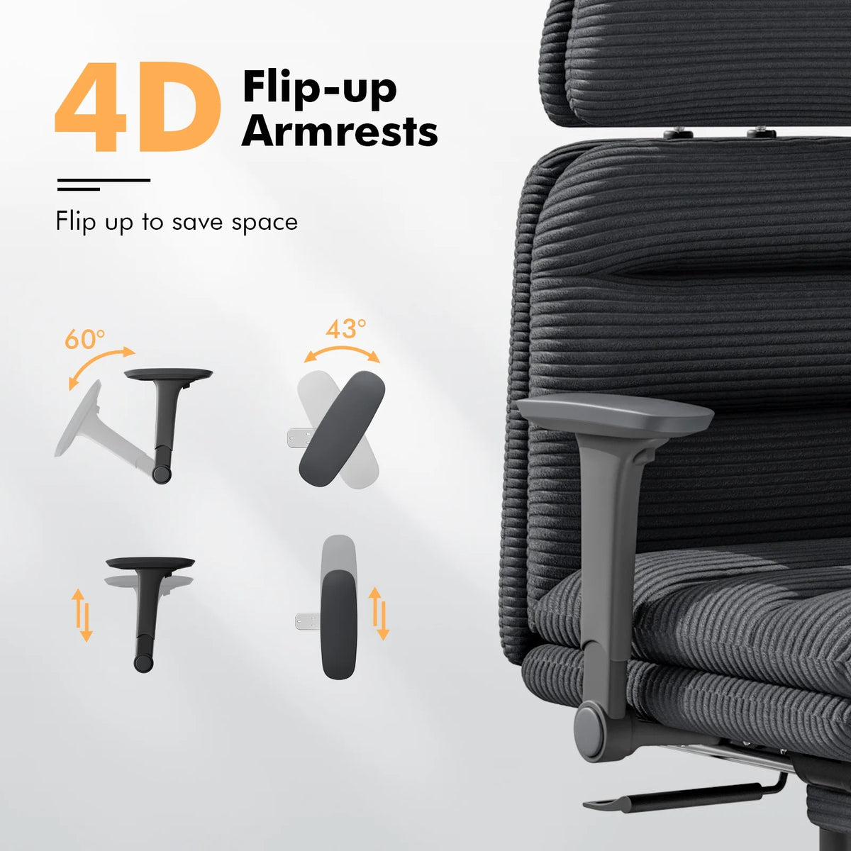 Ninecer Ergonomic Office Chair with Footrest, Big and Tall Computer Desk Chair for Adults, Adjustable Swivel Chair with Headrest Lumbar Support, Black