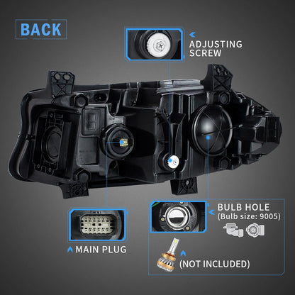 VLAND for Dodge Charger 2011 2012 2013 2014 Dual Beam Projector Headlights Replacement Assembly