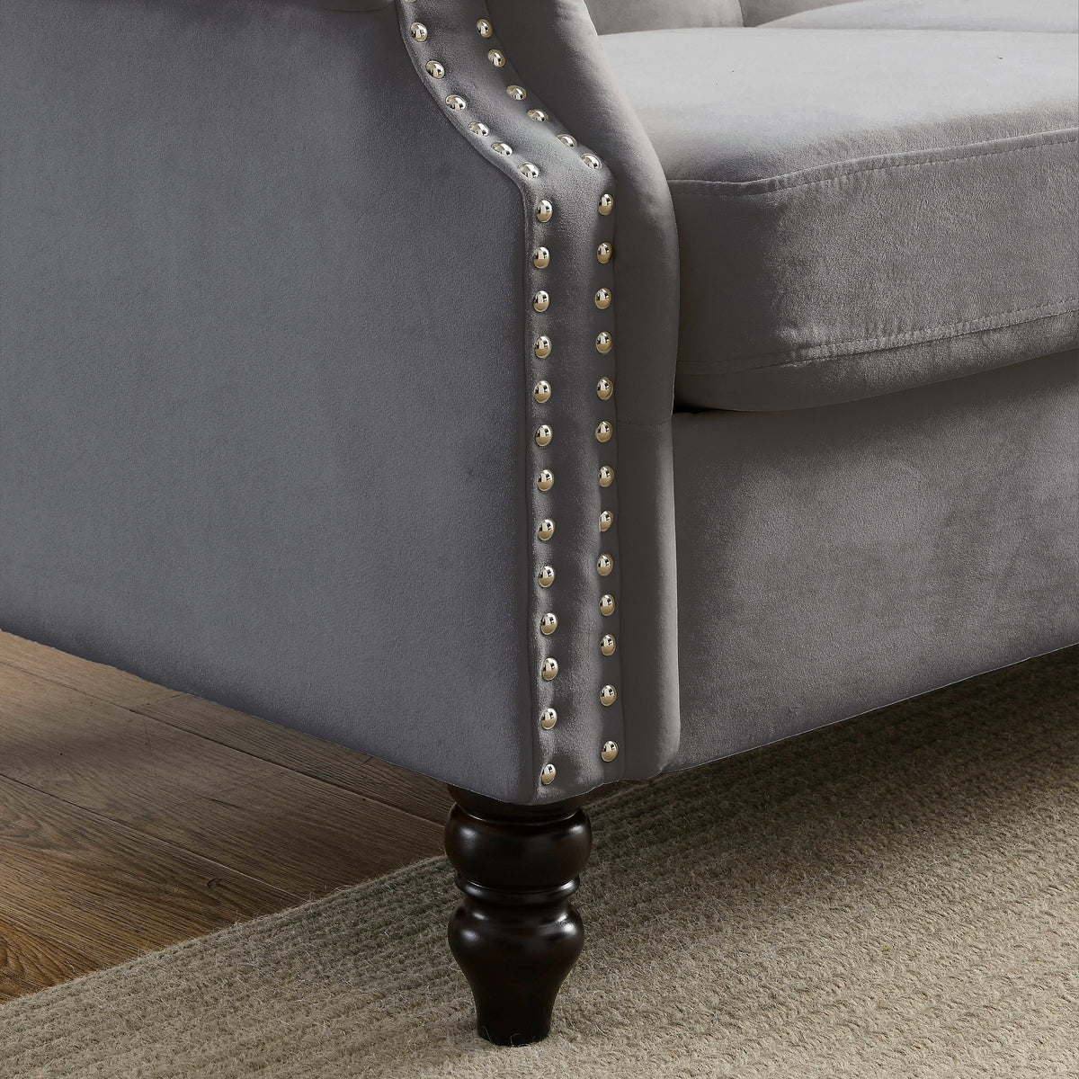 Chesterfield Upholstered Velvet Sofa, 3 Seater Button Tufted Couch with Nailhead Arms for Living Room Bedroom Office Apartment