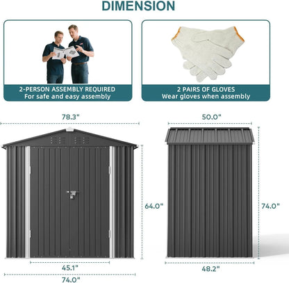 Lofka 6 x 4ft Shed and Outdoor Storage , Durable Metal Garden Shed  with Lockable Door, Weather-Resistant Steel Tool Shed for Backyard, Patio, Grey