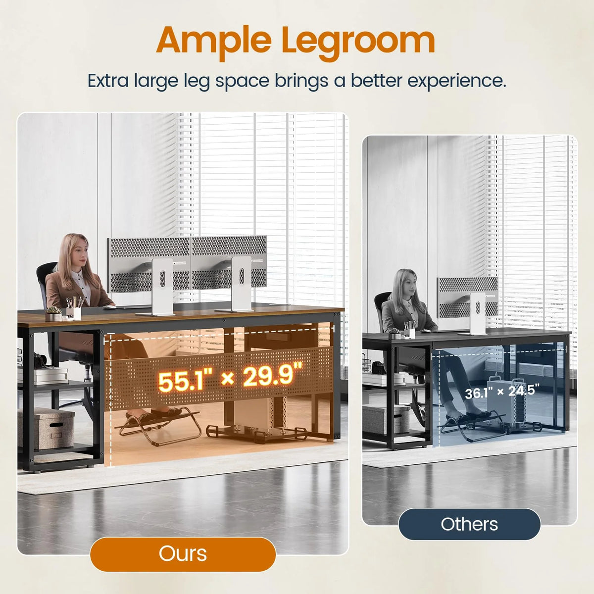 71" Executive Desk with Power Outlets, Modern L Shaped Office Desk with File Drawers and Pegboard, Large Computer Desk, Rustic Brown