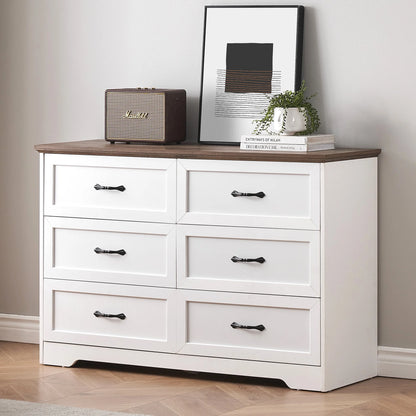 Luku Modern 5 Drawers Dresser, Chest of Drawers Closet Organizers and Storage Clothes, White