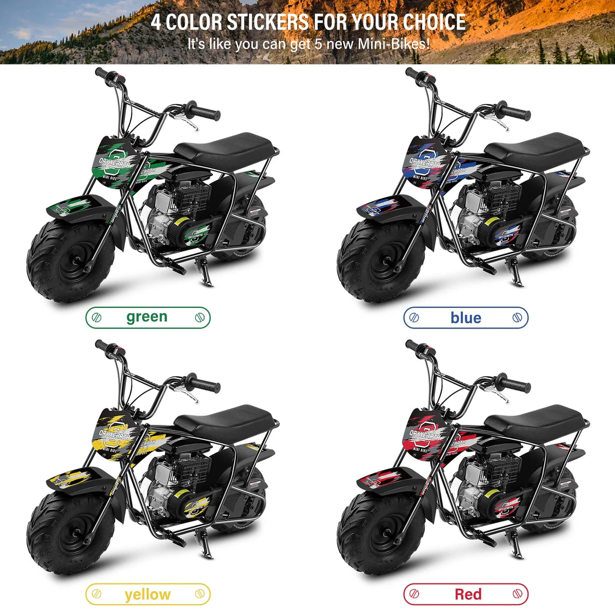 Oryxearth Mini Bike for Kids Motorcycle, Mini motorcycle for kids, Set of Four, 105CC 4-Stroke Ride on Toys, Camo
