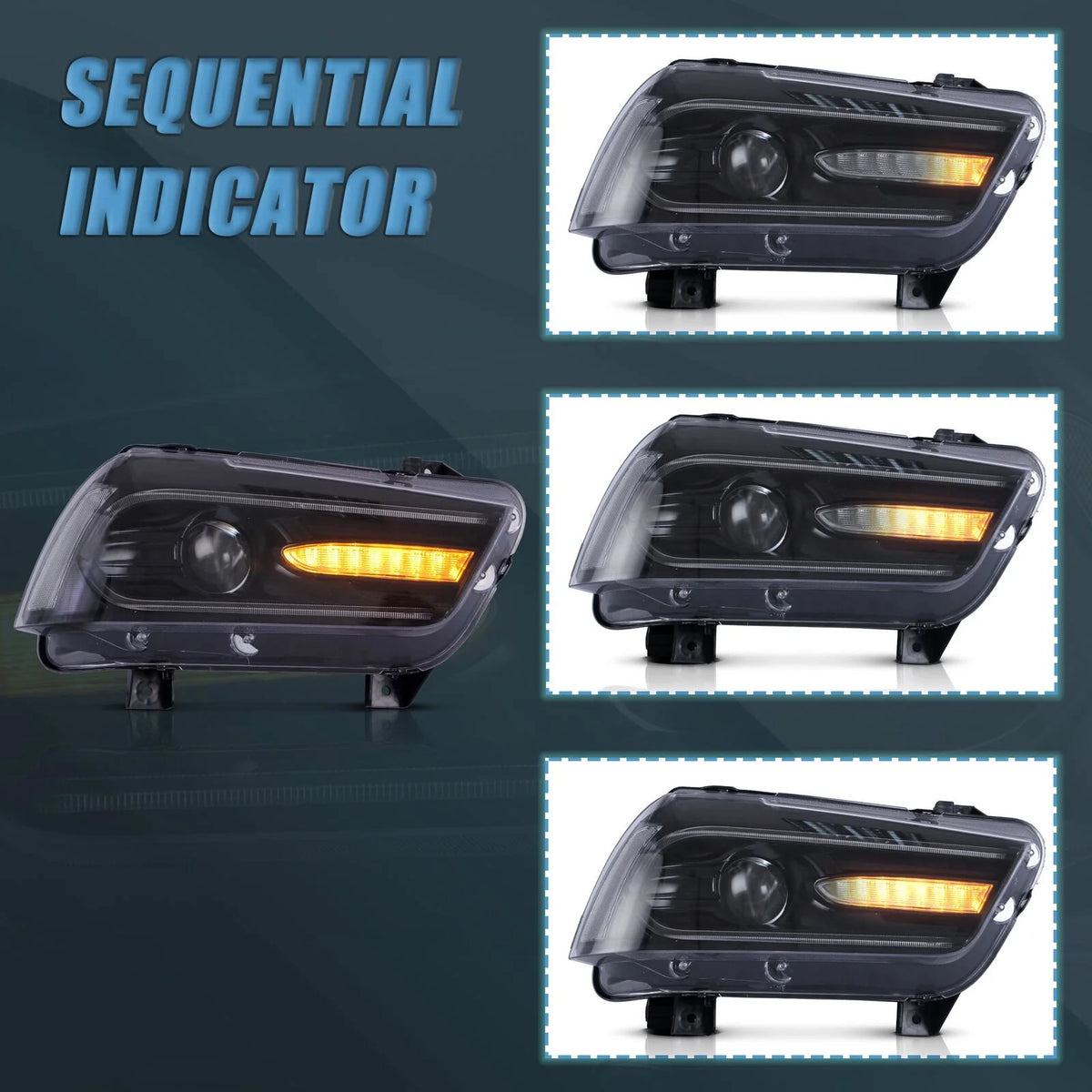 VLAND for Dodge Charger 2011 2012 2013 2014 Dual Beam Projector Headlights Replacement Assembly