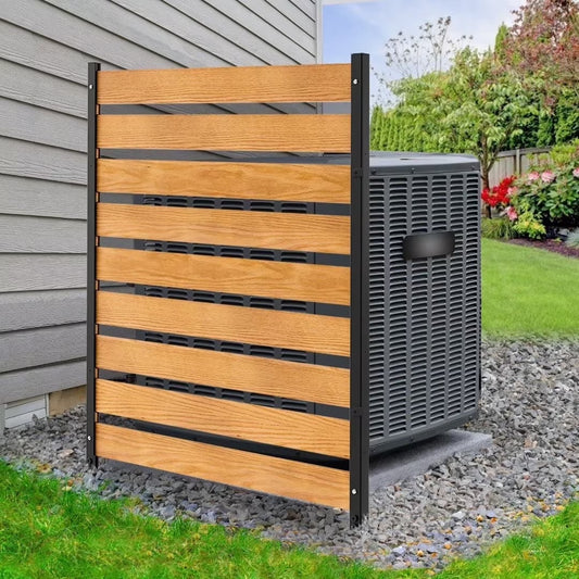 "NAIZEA Air Conditioner Fence, Pool Equipment Enclosure, Trash Can Enclosure, Metal Stake Wood Fence Panel 38"" W x 60"" H"