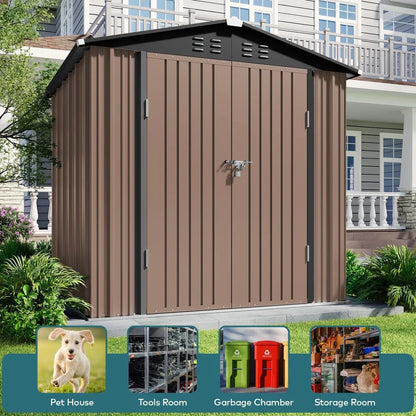 6' x 4' Outdoor Storage Shed on Sale, Aiho Shed & Outdoor Storage Clearance, Metal Storage Shed for Outside, Backyard, Garden & Patio - Dark Gray
