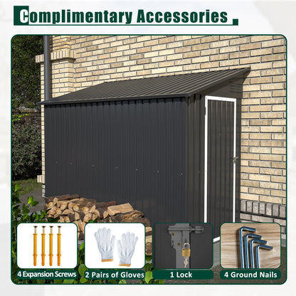 6' x 4' Outdoor Storage Shed, Metal Garden Shed with Lockable Doors, Tools Storage Shed for Backyard, Patio, White