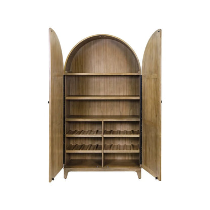 Coastal Arch shaped Bar Cabinet Dining Cabinet Fully Assembled Brown Wood