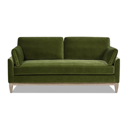 Velvet Sofa Couch, Mid Century Modern 75.5 inch 3-Seater Sofa with Back Cushions and 2 Bolster Pillows, for Small Space,Bedroom, Apartment, Olive Green