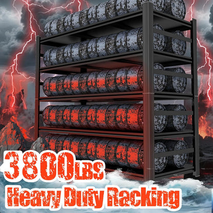 Garage Shelving 3500LBS Storage Shelves 5-Tier Adjustable Metal Shelving Units Garage Storage Shelves Heavy Duty for Industrial, Warehouse, Basement, Commercial, Black