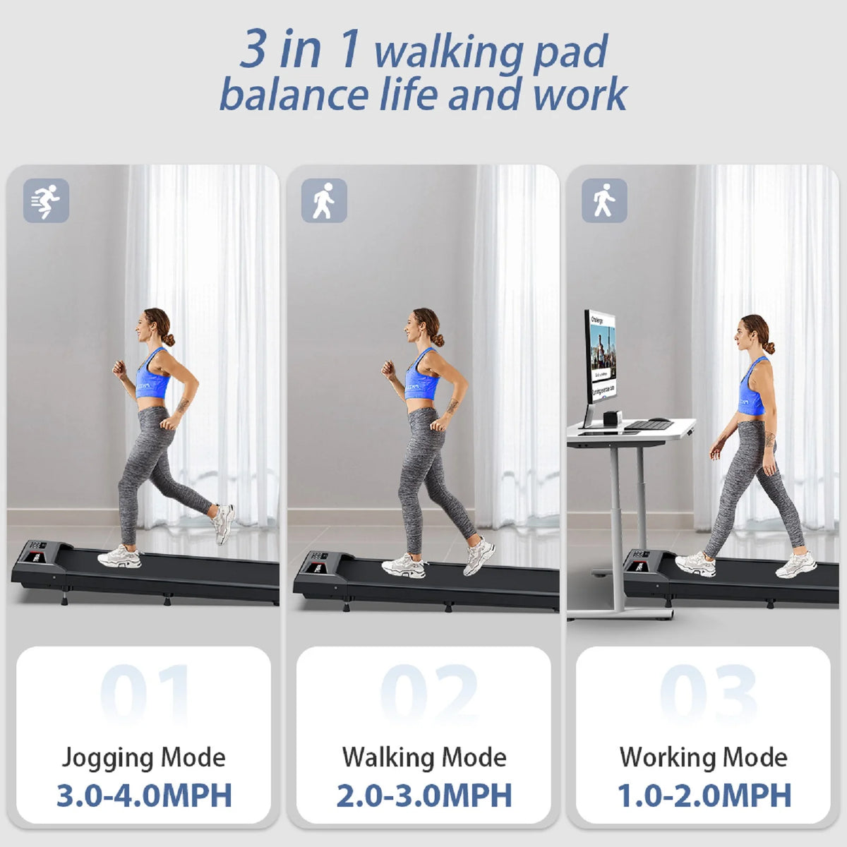 Walking Pad Treadmill,YZRUN Under Desk Treadmill 2.5 HP Portable Treadmills for Home, 265 lbs Capacity (Black Red)