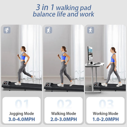 Walking Pad Treadmill,YZRUN Under Desk Treadmill 2.5 HP Portable Treadmills for Home, 265 lbs Capacity (Black Red)