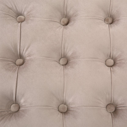 WestinTrends Wordford Round Velvet Tufted Storage Ottoman, Velvet Navy Blue