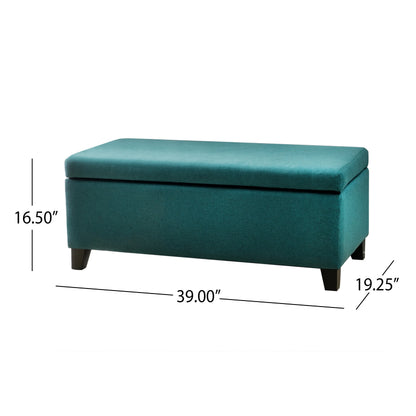 Noble House Hampton Contemporary Fabric Upholstered Storage Ottoman, White and Blue Floral