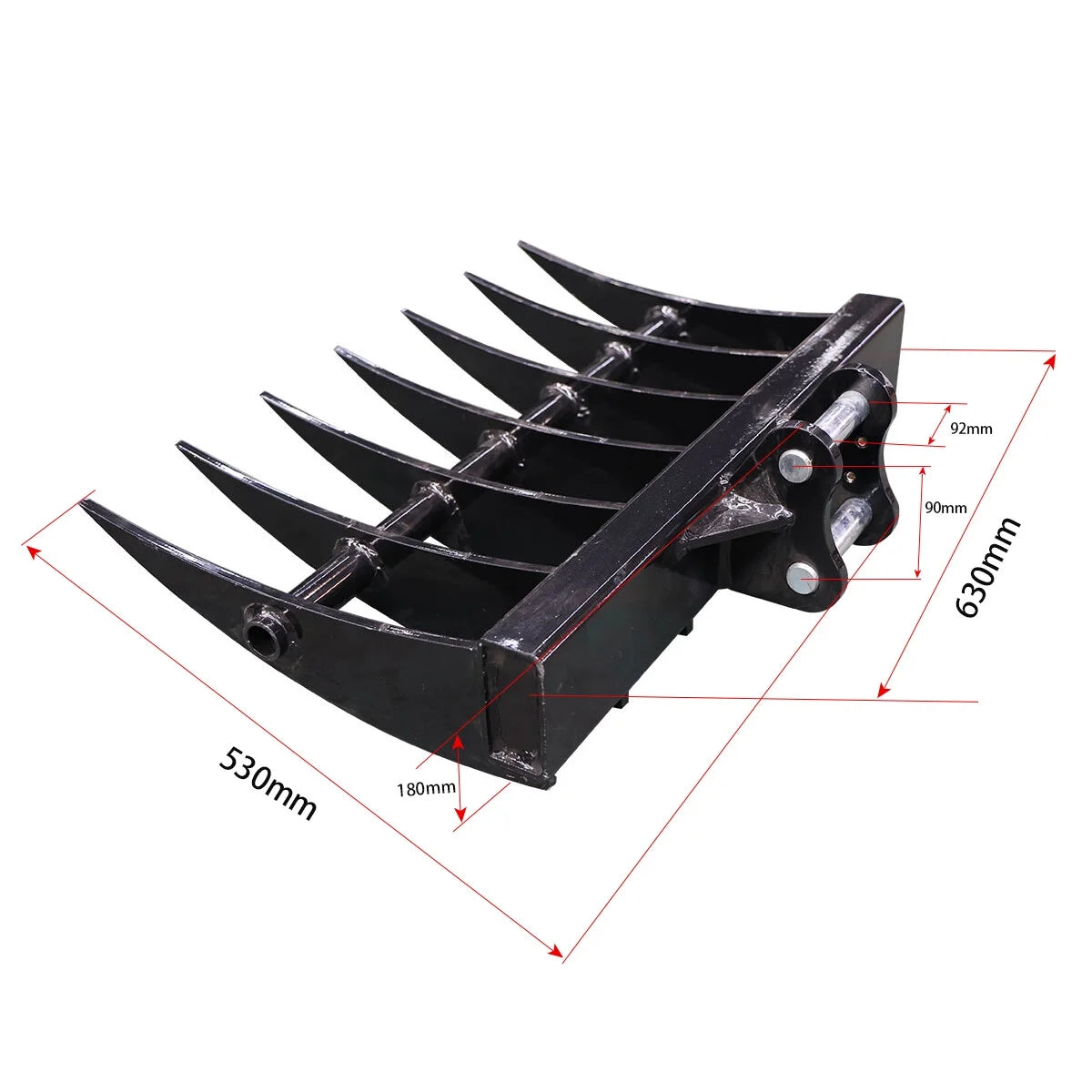 MachPro Mini Excavator Rake, 31'' Mini Excavator Attachments, 9 Tooth Wide Backhoe Digger Accessories Rake Use for Land Clearing, Debris Removing