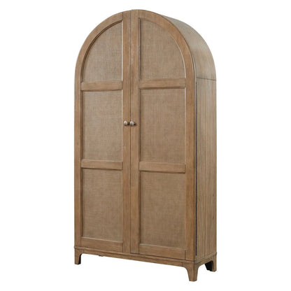 Coastal Arch shaped Bar Cabinet Dining Cabinet Fully Assembled Brown Wood