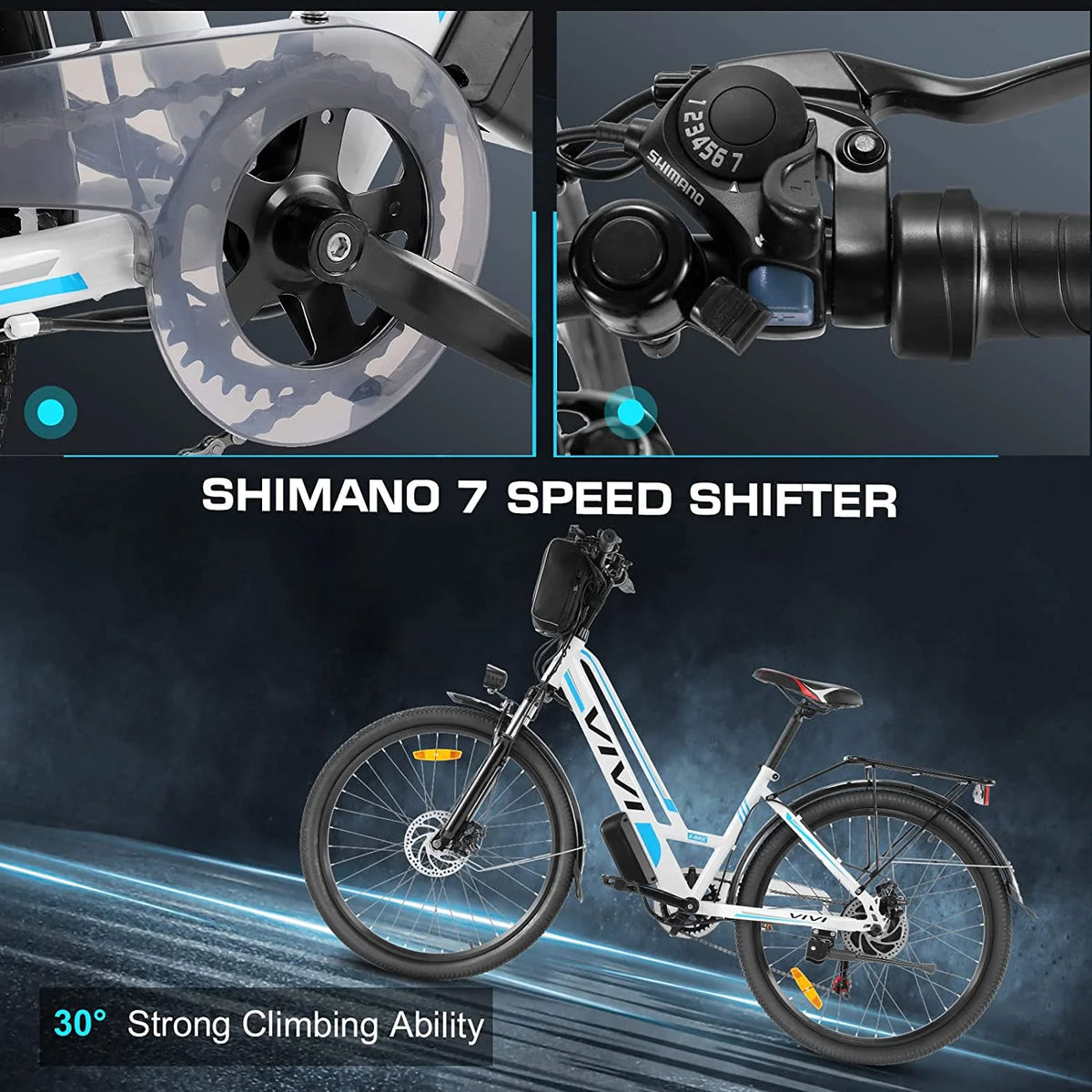 Vivi Electric Bike 26" City Commuter Electric Bike 48V 500W Step-Through Electric Bike 19.8MPH Electric Cruiser Bike Beach Bike with Cruise Control, UL2849 Certified
