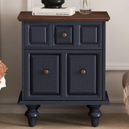 20.47"Vintage Nightstand with 2 Drawers and Roman Column Legs, Solid Wood Bedside End Table, Bedside Cabinet for Bedroom, Living Room(Set of 2)