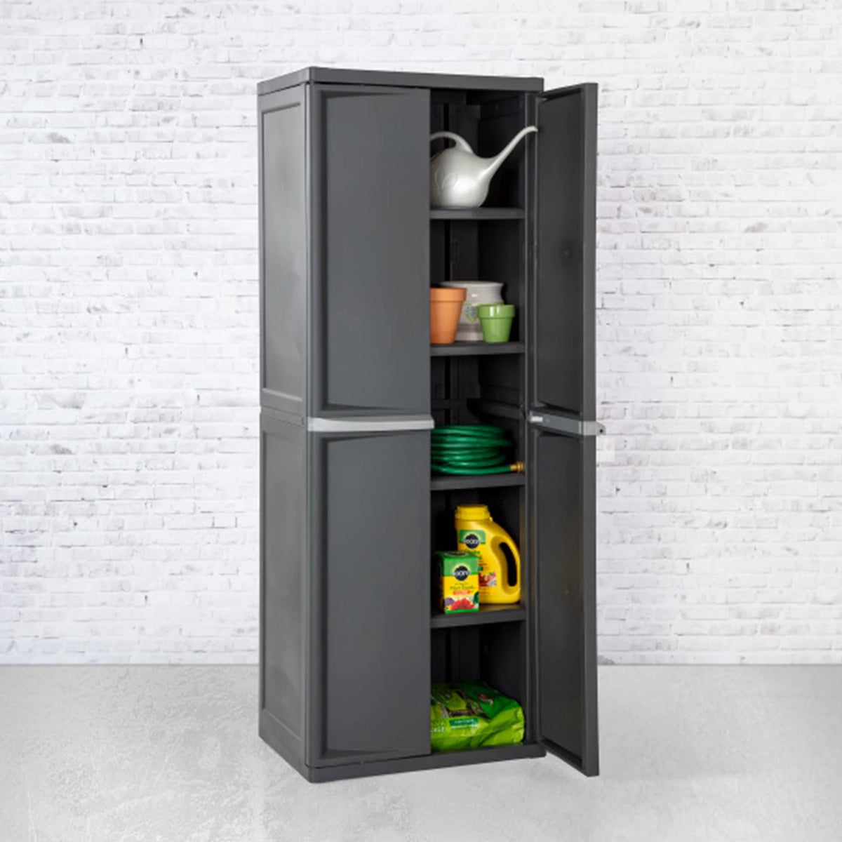 Sterilite 4 Shelf Cabinet Plastic, Flat Gray
