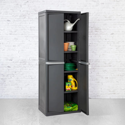 Sterilite 4 Shelf Cabinet Plastic, Flat Gray