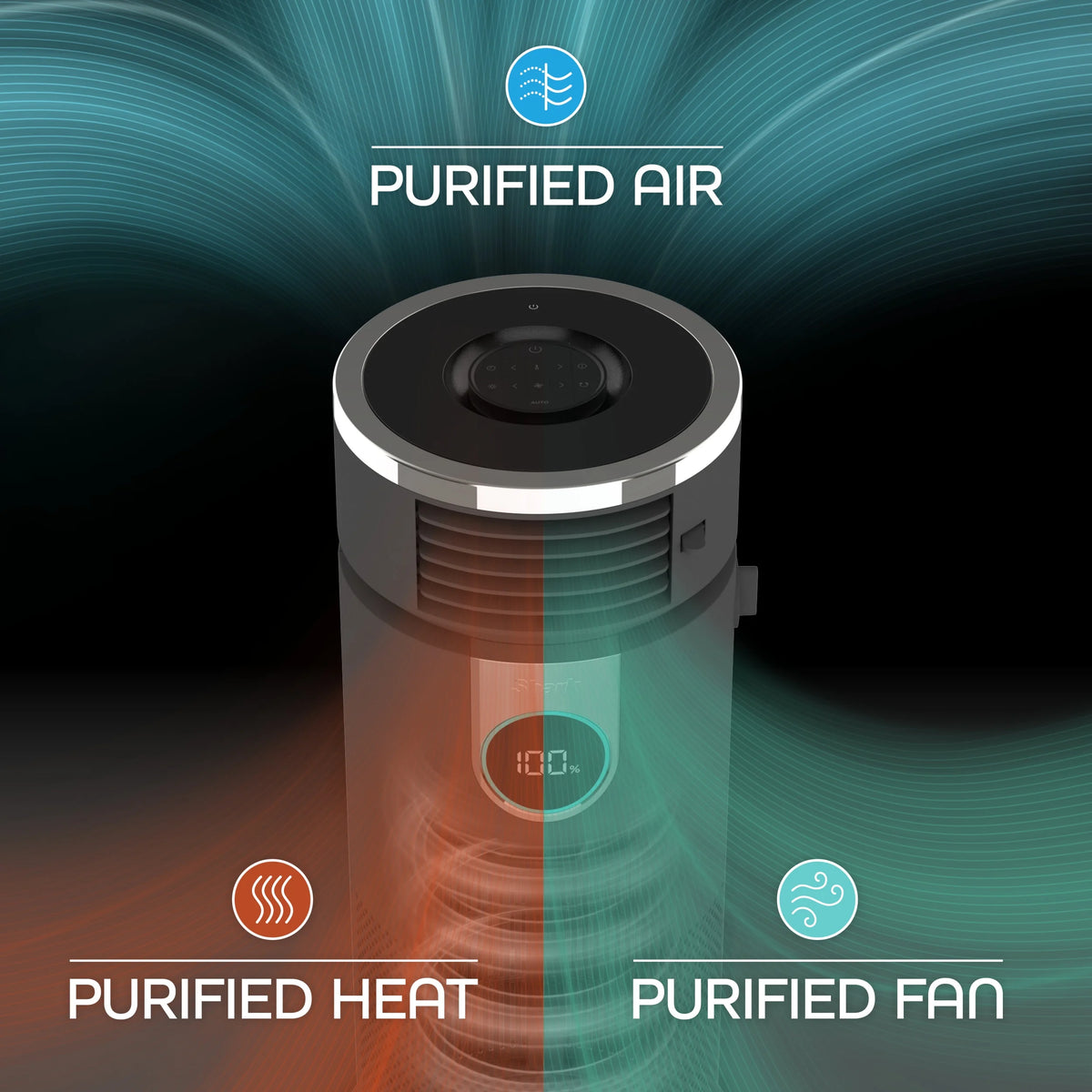 Open Box Shark - 3-in-1 Air Purifier, Heater & Fan with NanoSeal HEPA, Cleansense IQ, Odor Lock, for 500 Sq. Ft - Grey HC452