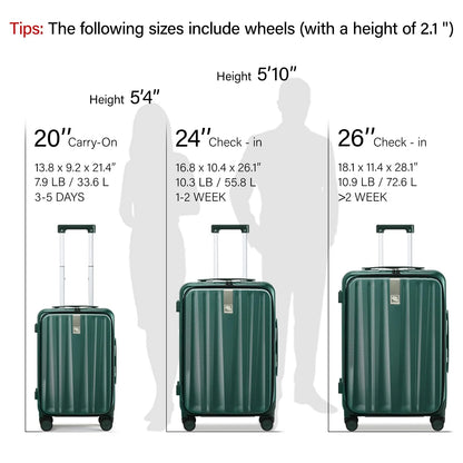 Hanke 20"Carry On Luggage with Wheels, Ivory White