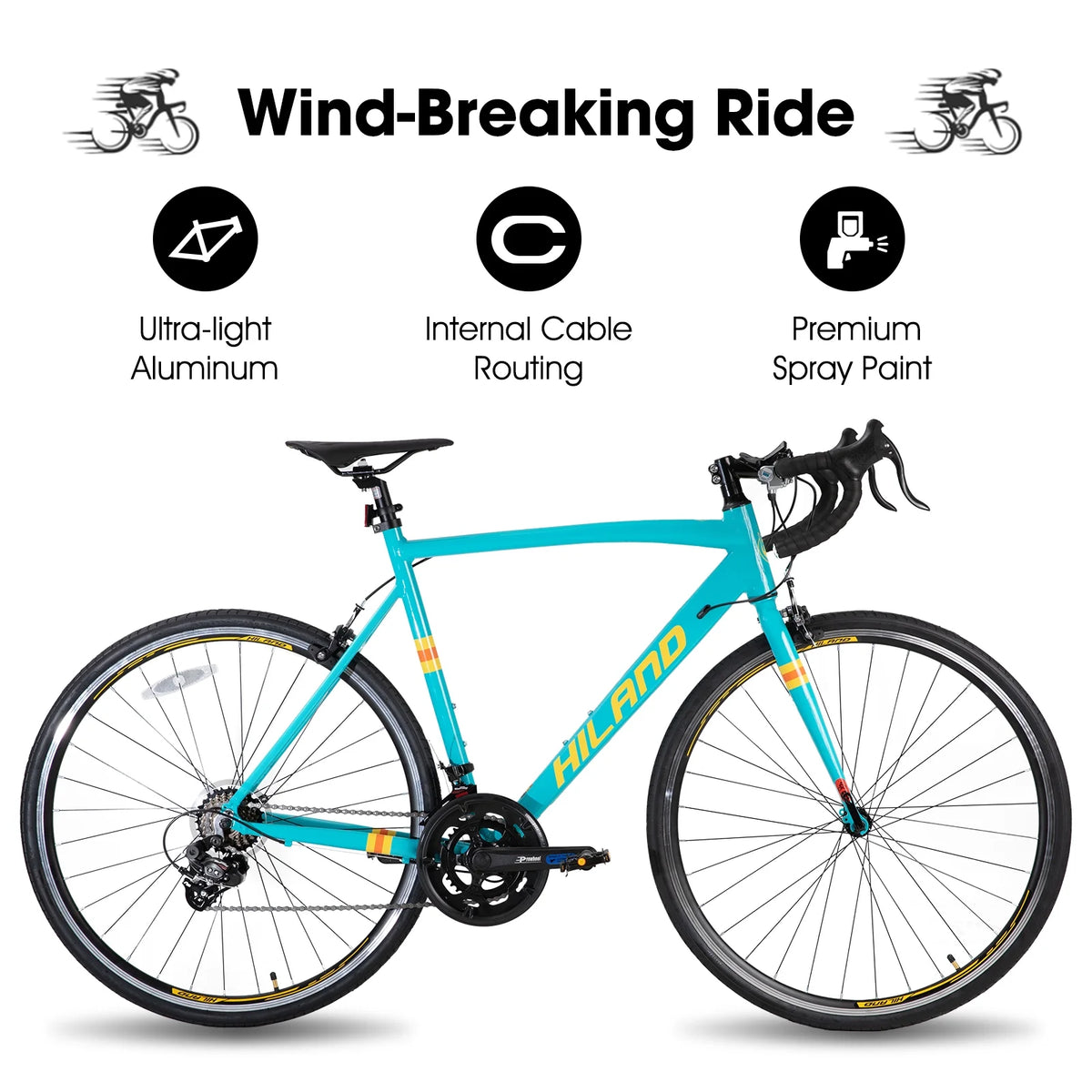 Hiland Aluminum Road Bike,Shimano 14 Speeds, 53/57cm Frame, Racing Bike for Men Mens Racing Bike