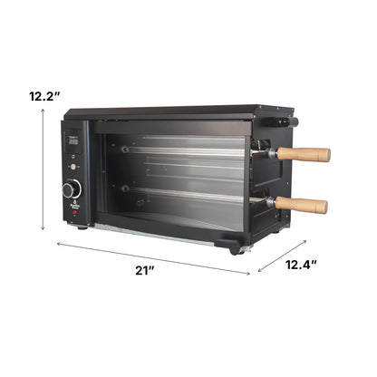 Brazilian Flame 2-Skewer Brazilian Rotisserie Electric Grill in Red