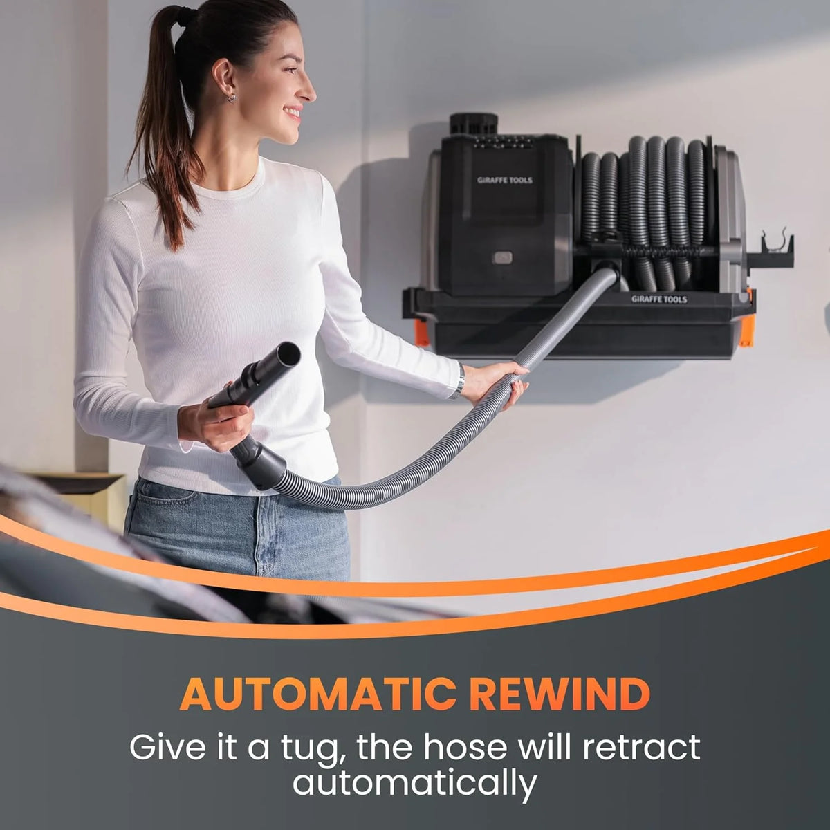 Giraffe Tools Wet Dry Vacuum Cleaner with 30FT Retractable Hose--Remote Control