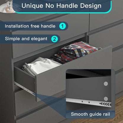 Kadyn Modern 6 Drawer Dresser Wood Cabinet,Dresser for Bedroom, Kitchen Storage Cabinet with Drawers, Chest of Drawers(Black)