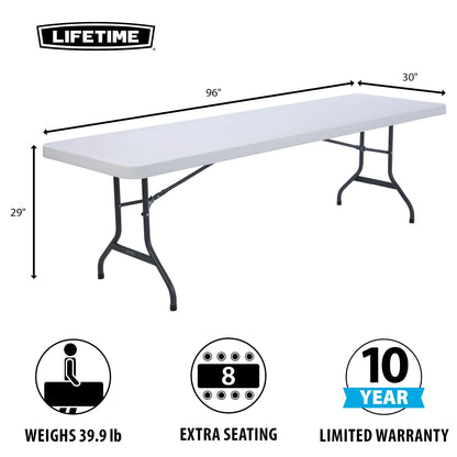 Lifetime 8-Foot Commercial Grade Folding Table, White Granite (22980)