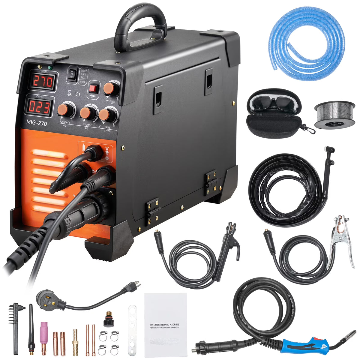 KFFKFF MIG Welder, Tri-functional Welding Equipment, 270 Amp MIG Lift TIG Arc Welding Mechanism 110V 220V TIG Welding Unit Lift ARC Welding Apparatus Digital Indicator