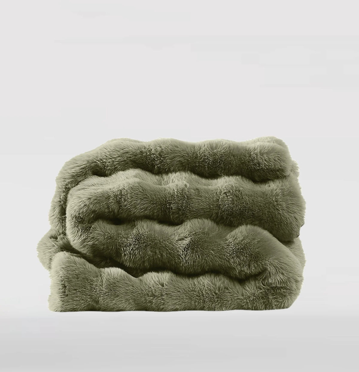 Brooklyn Loom Bubble Faux Fur 100% Microfiber Polyester  Twin XL Blanket in Green, All Season, Adult Size, OEKO-TEX Certified