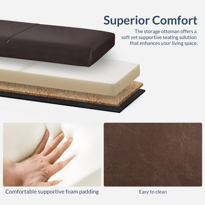 BELLEZE Storage Ottoman Bench Footstool - Amherst (Beige)
