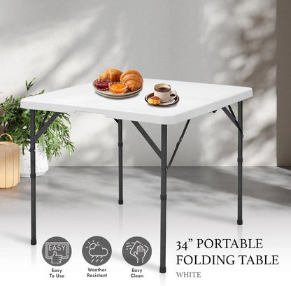 AJP Distributors 6 Foot Portable Plastic Folding Table 6FT 72" Half Foldable Heavy Duty Top w/Carry Handle - Indoor Outdoor Camping Picnic Party Wedding Dining Office Event Meeting Black Wood Style