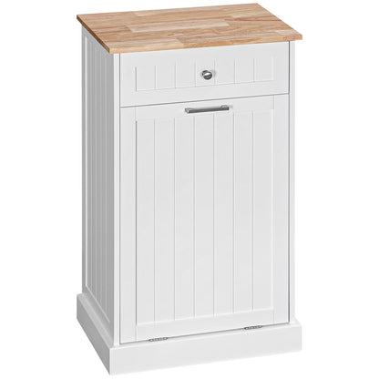 HOMCOM Kitchen Tilt Out Trash Bin Cabinet, Free Standing Recycling Cabinet