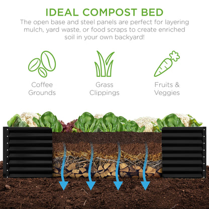 Best Choice Products 8x4x2ft Outdoor Metal Raised Garden Bed, Planter Box for Vegetables, Flowers, Herbs - Gray